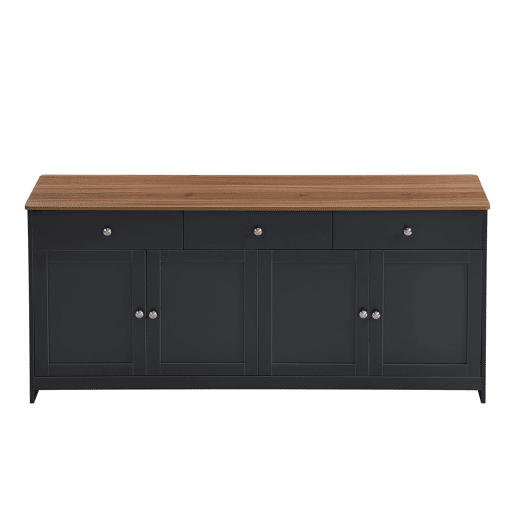 Aparador para sala de estar - 4 portas e 3 gavetas - aglomerado de partÃculas - Preto cinzento Aparador para sala de estar - 4 portas e 3 gavetas - aglomerado de partÃculas - Preto cinzento