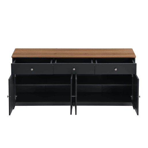 Aparador para sala de estar - 4 portas e 3 gavetas - aglomerado de partÃculas - Preto cinzento Aparador para sala de estar - 4 portas e 3 gavetas - aglomerado de partÃculas - Preto cinzento