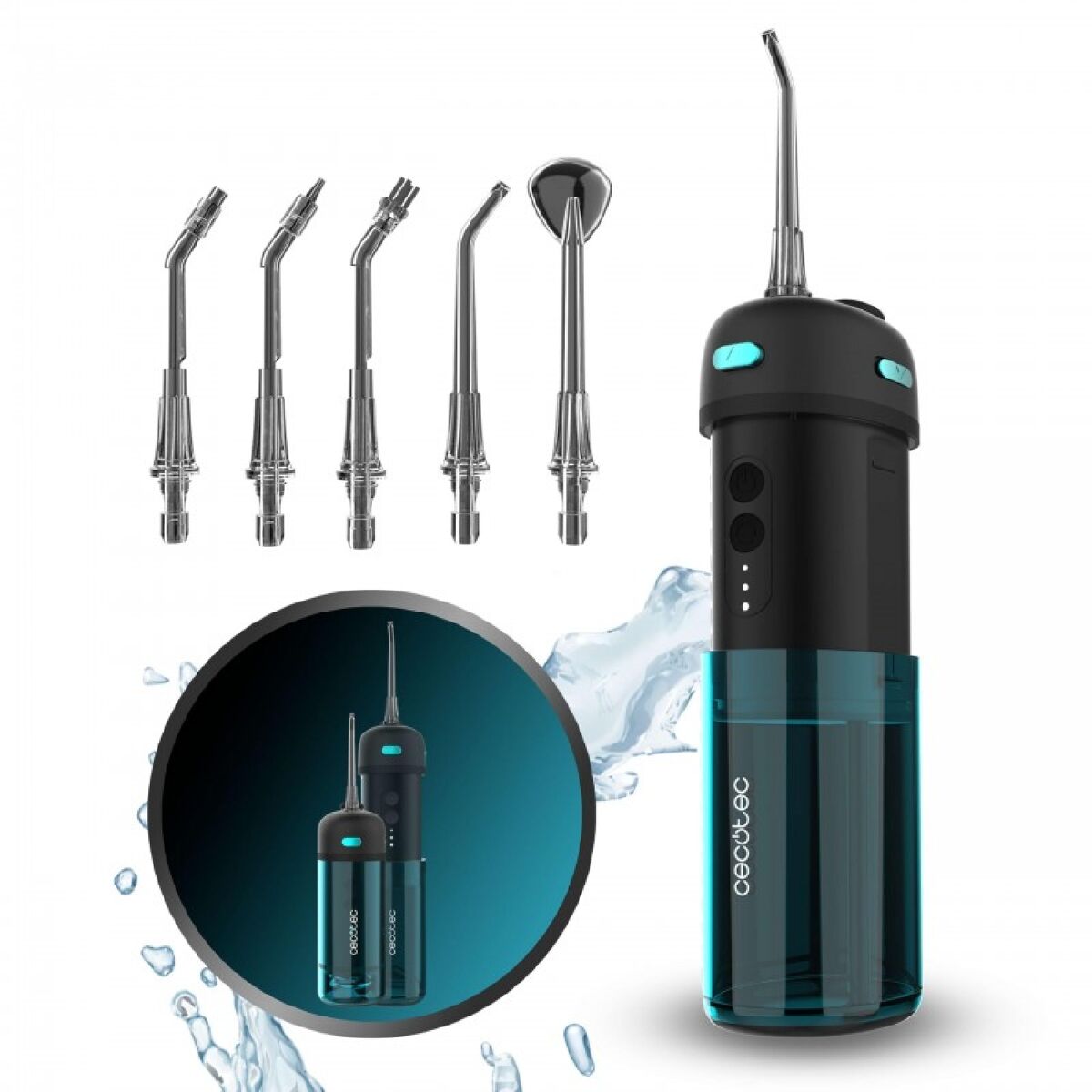 Irrigador dental Cecotec ToothCare Jet Splash 3 modos y 8 intensidades con 2 boquillas 150 ml