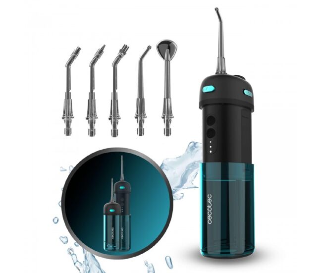 Cecotec irrigador dental pórtatil toothcare jet splash. irrigador compacto y ligero de viaje con 3 modos y hasta 8 intensidades
