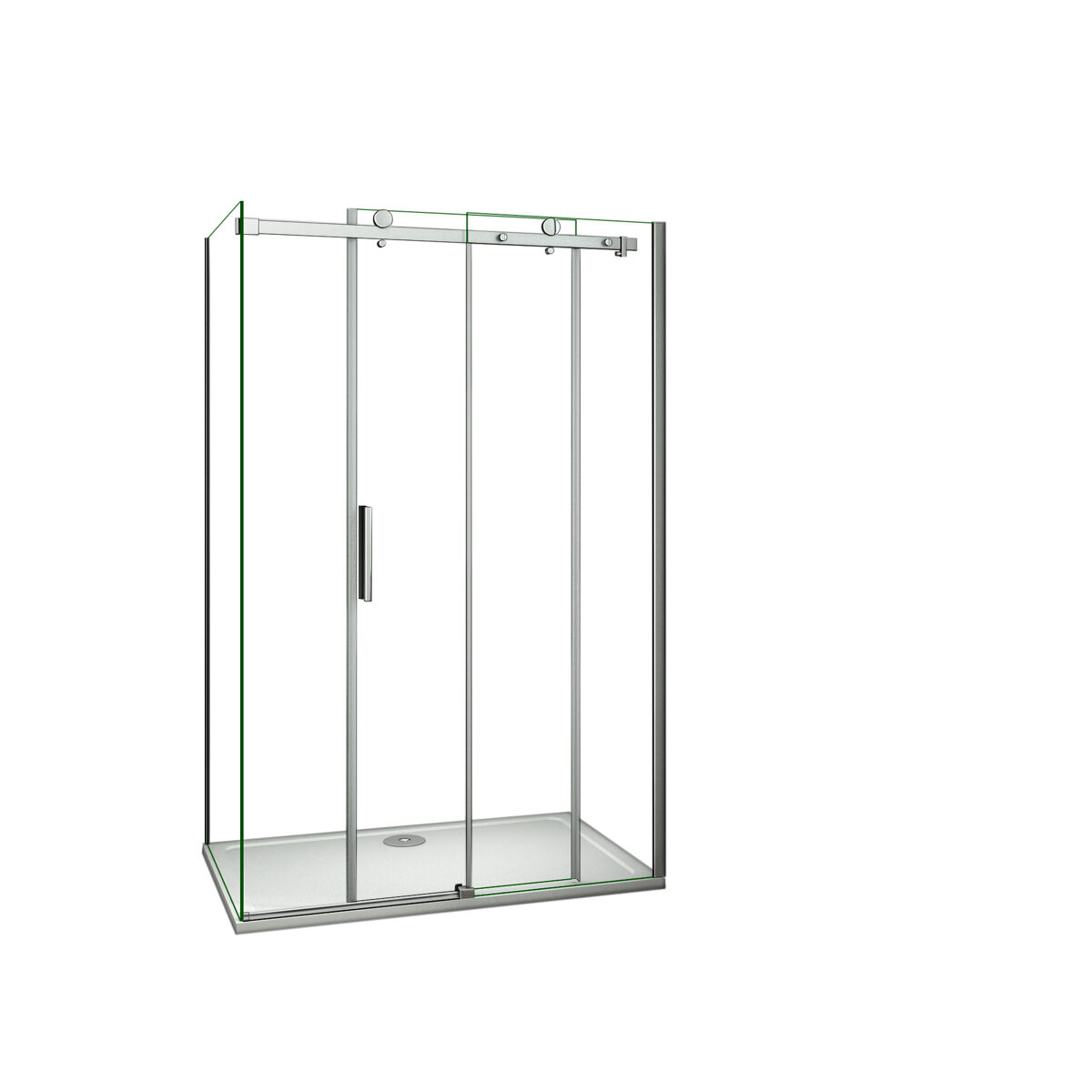Mampara de Ducha Corredera Frontal+Panel Lateral Perfil Cromado