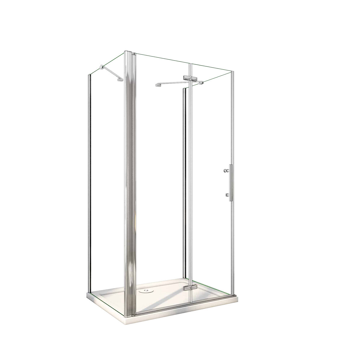Mampara de Ducha Frontal Plegable 2 Hojas+Paneles Laterales