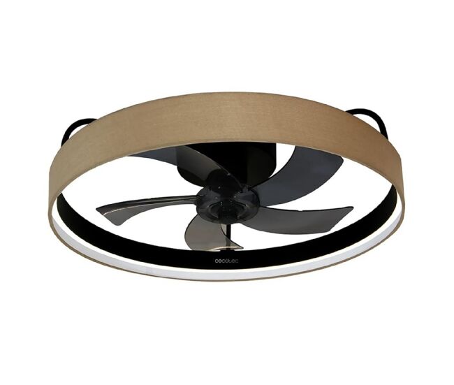 Cecotec ventilador de techo con luz con mando lampaero 650 beige design. motor dc, 20w, led de 45w
