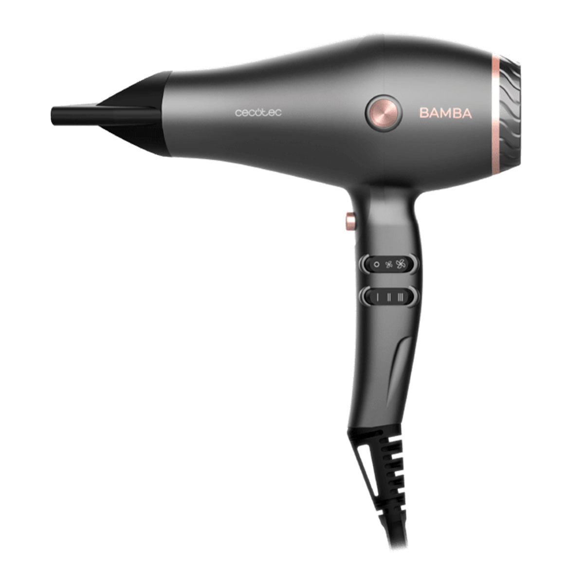 Secador de pelo Cecotec Bamba IoniCare Harmony 2600W tecnología Ion Real con accesorios gris
