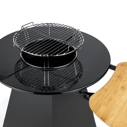 Braseiro de carvão vegetal com placa de ferro fundido esmaltado