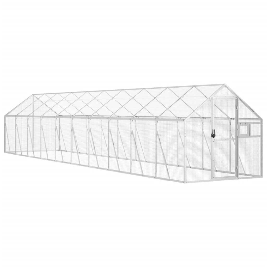 Vidaxl pajarera de aluminio color plateado 1,79x10x1,85 m