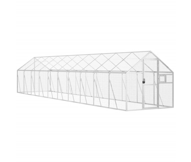 Vidaxl pajarera de aluminio color plateado 1,79x10x1,85 m