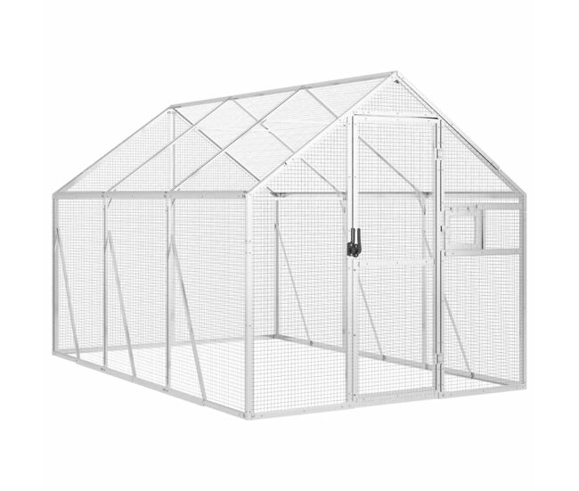 Vidaxl pajarera de aluminio color plateado 1,79x3x1,85 m