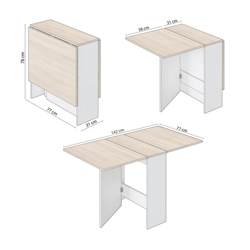 Mesa de jantar Nolix Artik White (Branco mate) - Carvalho canadiano 31 x 78 x 77 cm