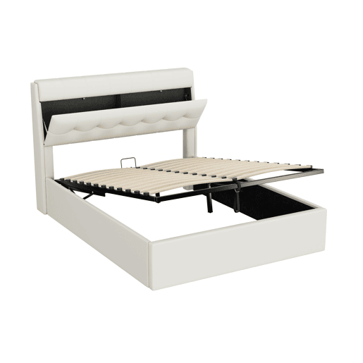 Cama de couro sintético com sofá de 140x190 cm - couro sintético - cabeceira com sofá - Branco