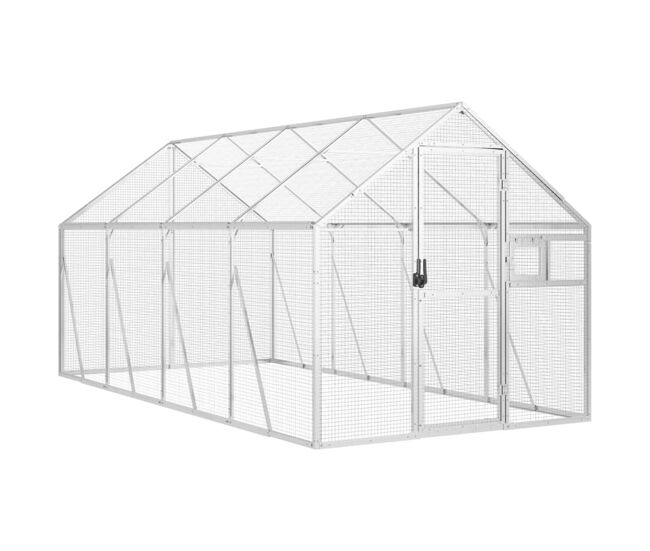 Vidaxl pajarera de aluminio color plateado 1,79x4x1,85 m