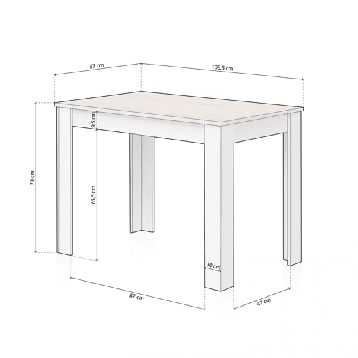 Mesa de jantar Dina Artik White (Branco mate) - Carvalho canadiano 109 x 78 x 67 cm