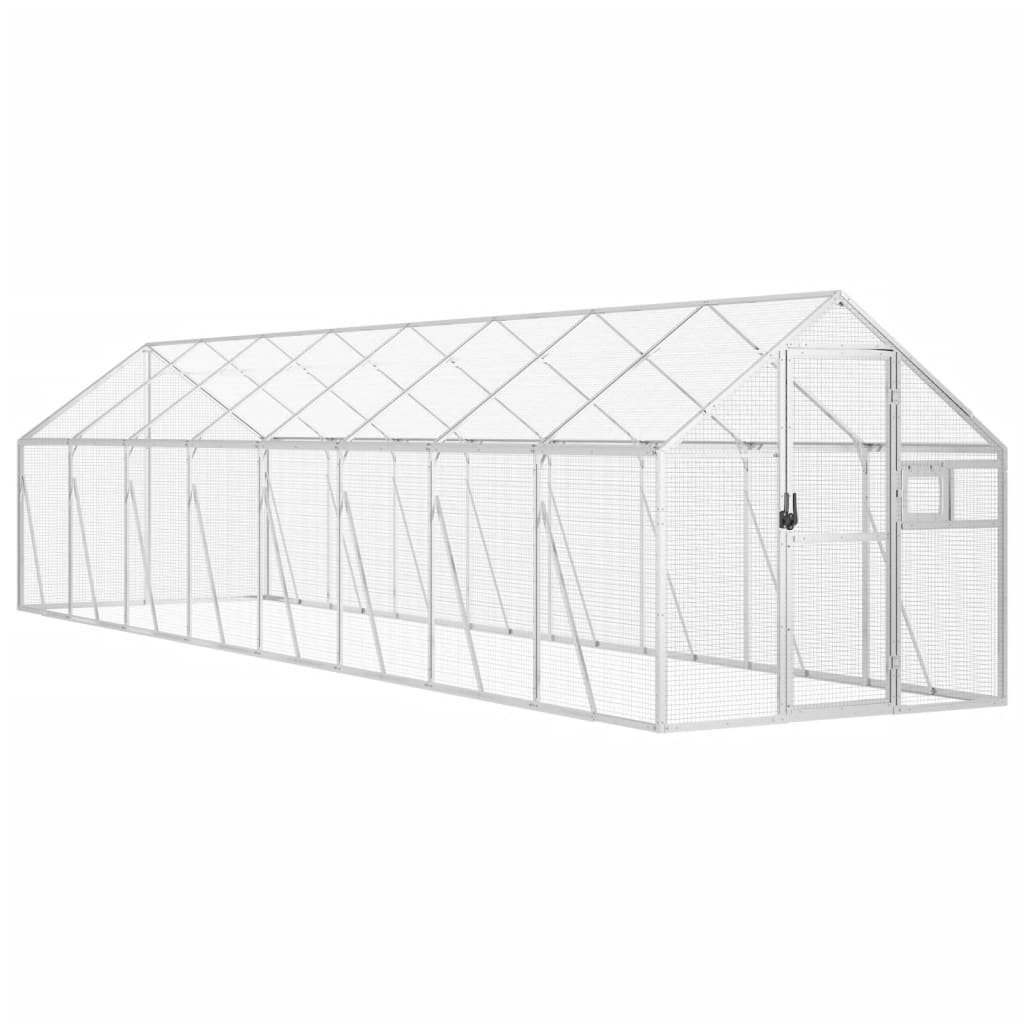 Vidaxl pajarera de aluminio color plateado 1,79x8x1,85 m
