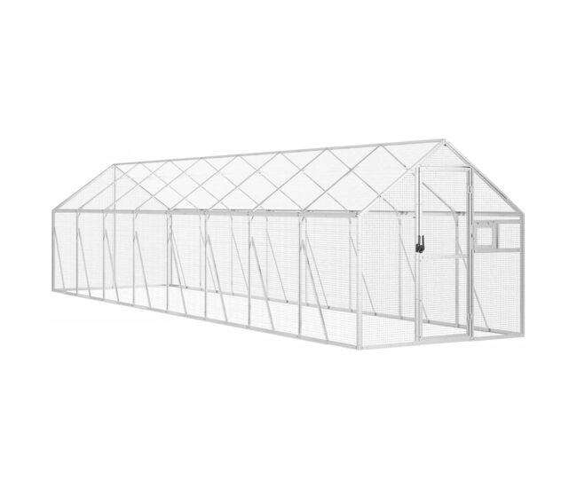 Vidaxl pajarera de aluminio color plateado 1,79x8x1,85 m