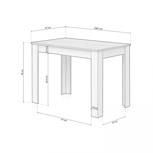 Mesa de jantar Dina Branco Artik (Branco mate) - Cinzento Cimento 109 x 78 x 67 cm