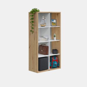 Estante multiposição com 8 compartimentos, 71,5-137 cm, Dess Artik Branco (Branco mate) - Carvalho Nodi 71,5 x 137 x 33 cm