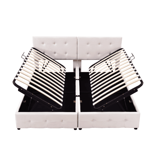 Cama contentora estofada 180x200cm em veludo - convertível em 2 camas individuais - Bege