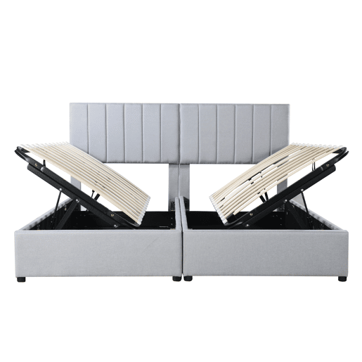 Cama Canapé estofada em tecido de linho - 180x200cm - convertível em 2 camas individuais - Cinzento