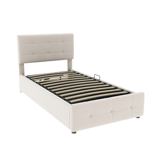Cama contentor estofada em veludo 90x200cm - Bege