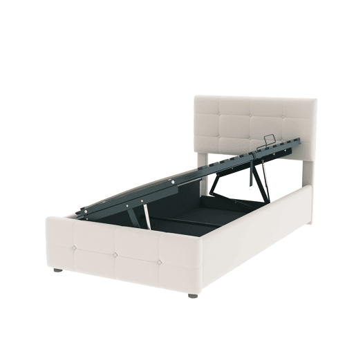 Cama contentor estofada em veludo 90x200cm - Bege
