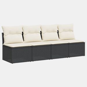 vidaXL Sofá de jardim com almofadões 4 lugares vime PE preto