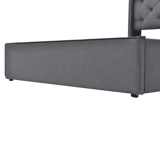 Cama contentora estofada 90x200 cm em tecido de algodão - com estrado de molas - Cinzento