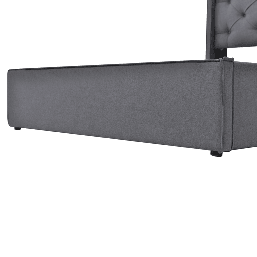 Cama com arrumação estofada 140x200 cm em tecido de algodão - com estrado de ripas - Cinzento