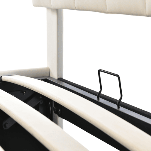 Cama contentora 180x200cm com LED em imitação de pele - com estrado - Branco