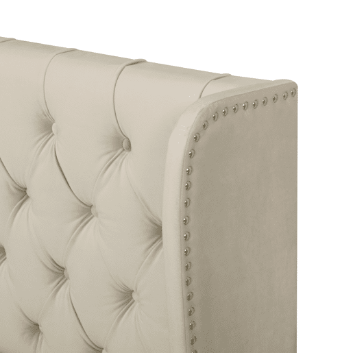 Cama de contentor estofada em veludo 180x200 cm com estrado de ripas - Bege