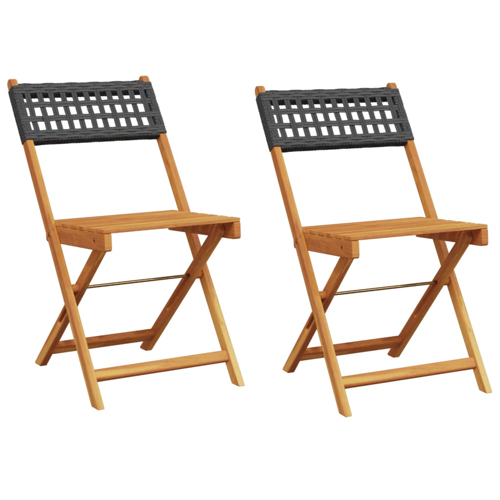 Vidaxl sillas de bistró 2 uds madera maciza de acacia ratán pe negro