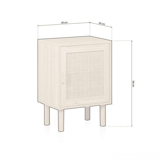 Mesa de cabeceira Made Pino - Rattan 40 x 58 x 30 cm