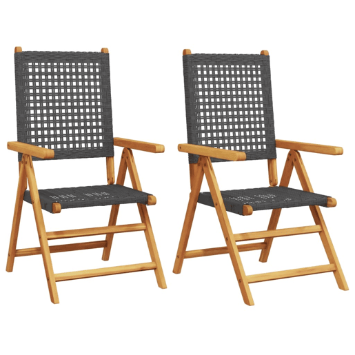 vidaXL Cadeiras de jardim 2 pcs madeira acácia maciça e vime PE preto