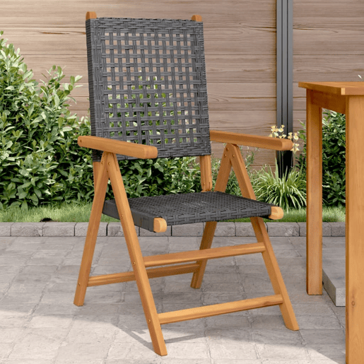 vidaXL Cadeiras de jardim 2 pcs madeira acácia maciça e vime PE preto