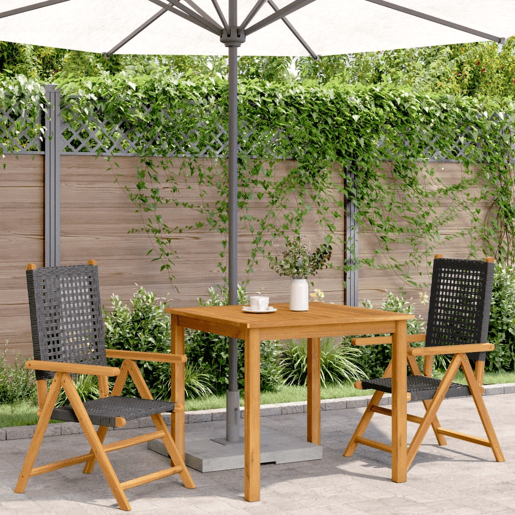 vidaXL Cadeiras de jardim 2 pcs madeira acácia maciça e vime PE preto