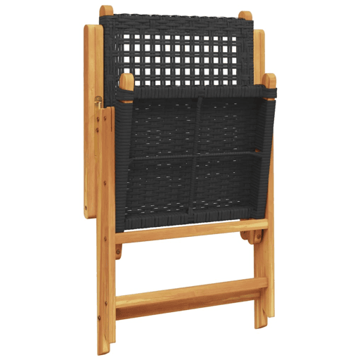 vidaXL Cadeiras de jardim 2 pcs madeira acácia maciça e vime PE preto