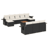 vidaXL 11 pcs conjunto sofás de jardim c almofadões vime PE preto