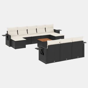 vidaXL 11 pcs conjunto sofás de jardim c almofadões vime PE preto
