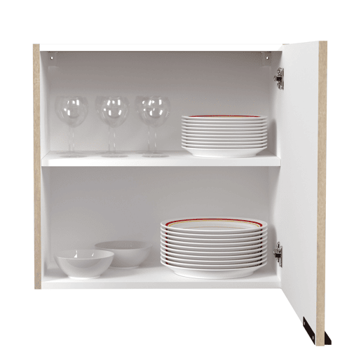 Módulo de cozinha superior Arko em madeira clara e cor preta com 1 porta de melamina, 60x57,9x35,6 cm