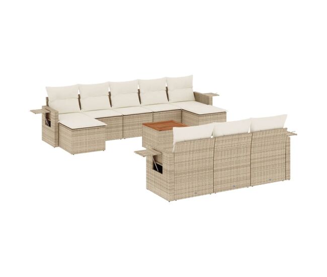 Vidaxl set de sofás de jardín 11pzas con cojines ratán sintético beige