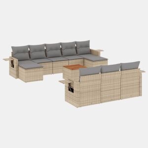vidaXL 11 pcs conjunto sofás de jardim c almofadões vime PE bege