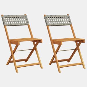 vidaXL Cadeiras de bistrô 2 pcs madeira acácia maciça e vime PE cinza