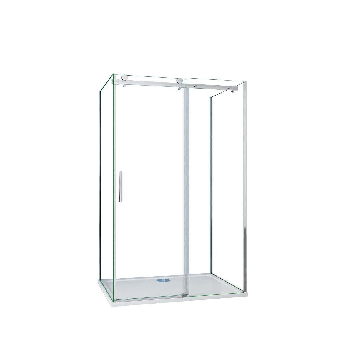 Mampara de Ducha Corredera Frontal+Panel Lateral Perfil Cromado