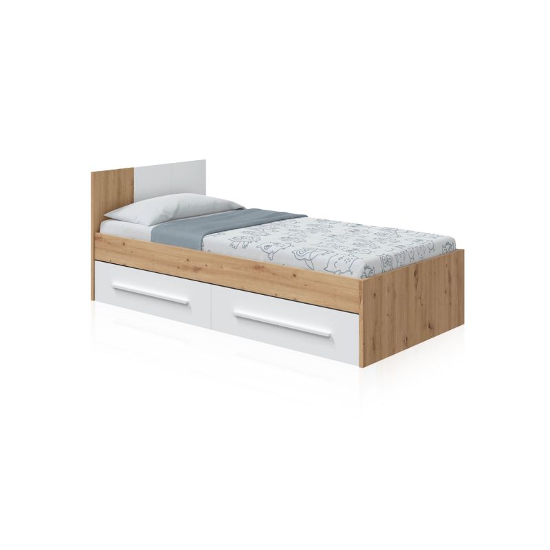 Cama dess blanco artik (blanco mate) - roble nodi 196 x 77 x 87 cm