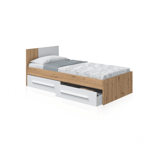 Cama Dess Artik Branco (Branco mate) - Carvalho Nodi 196 x 77 x 87 cm