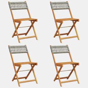 vidaXL Cadeiras de jardim dobráveis 4 pcs vime PEmadeira maciça cinza