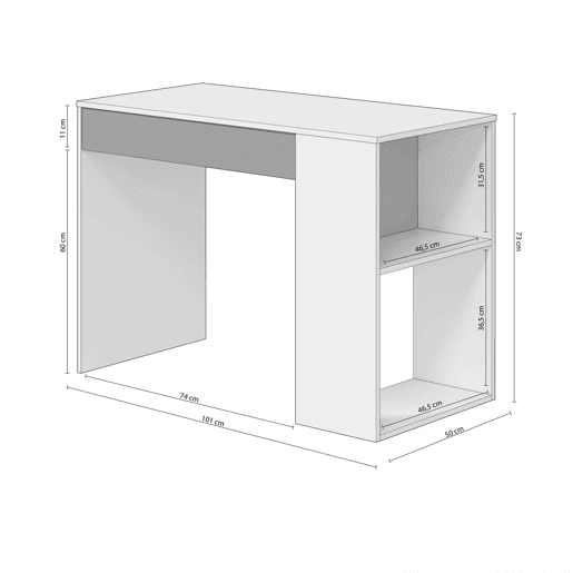 Mesa de escrita Adam Artik Branco (Branco mate) - Cinzento antracite 101 x 73 x 50 cm