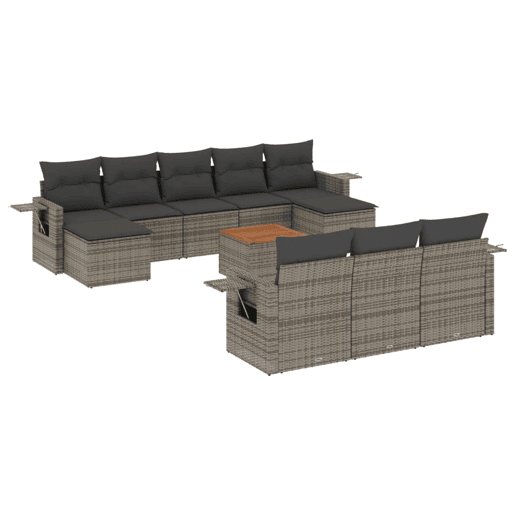 vidaXL 11 pcs conjunto sofás de jardim c almofadões vime PE cinzento