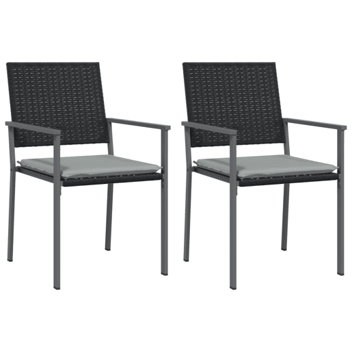 vidaXL Cadeiras jardim c almofadões 2 pcs 54x62,5x89 cm vime PE preto vidaXL Cadeiras jardim c almofadões 2 pcs 54x62,5x89 cm vime PE preto