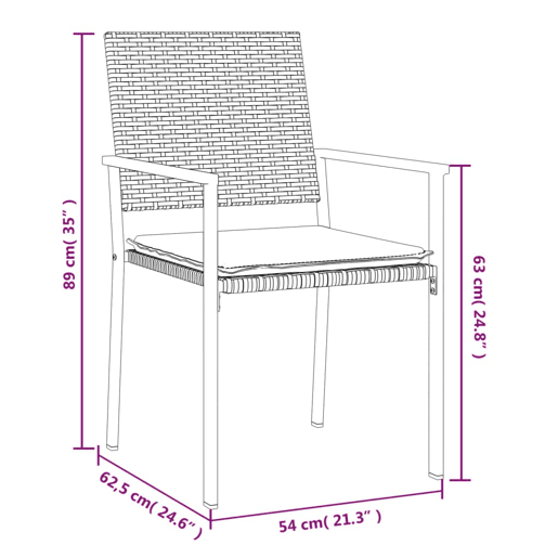 vidaXL Cadeiras jardim c almofadões 2 pcs 54x62,5x89 cm vime PE preto vidaXL Cadeiras jardim c almofadões 2 pcs 54x62,5x89 cm vime PE preto