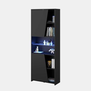 Pacote de móveis gamer com LED incluso, em preto, estilo moderno (mesa gamer + 2 prateleiras)